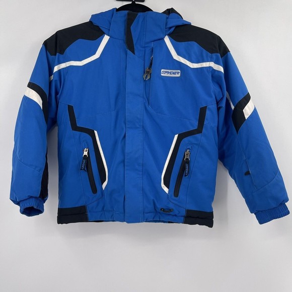 Spyder Other - Spyder Boys Hooded Ski Jacket Size Small 7 Blue Black full zip